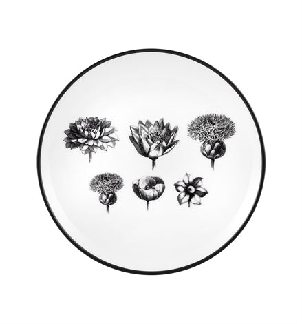 Vista Alegre | Lacroix - Herbariae Bread And Butter Plate, featuring six intricate black-and-white botanical line drawings, perfect for enhancing elegant table settings.