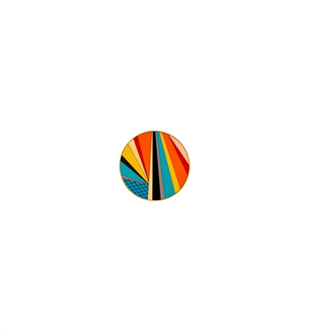 Vista Alegre | Futurismo Set of 4 Coasters: Abstract circular design with colorful wedge segments, perfect for enhancing table decor with vibrant, modern elegance.