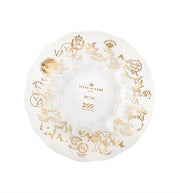 Vista Alegre | 200 Anos Bread and Butter Plate features scallop-edged porcelain with gold emblems and “VA” monograms, celebrating 250 years of Portuguese craftsmanship.