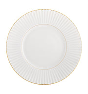 Vista Alegre | 200 Anos Dessert Plate featuring a subtly fluted surface and thin gold bands, ideal for elegant table settings.