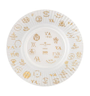 Vista Alegre | 200 Anos Dessert Plate featuring gold monograms, crowns, and date marks, celebrating 200 years of porcelain craftsmanship.