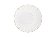Vista Alegre | 200 Anos Tea Cup and Saucer features a scalloped white saucer with gold trim, reflecting elegant simplicity. Perfect for refined tea settings.