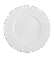 Vista Alegre | 200 Anos Dinner Plate: A round, white porcelain plate with a scalloped edge and gold trim, ideal for elegant dining settings.