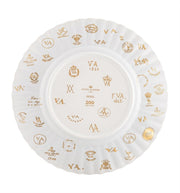Vista Alegre | 200 Anos Dinner Plate featuring a scalloped design with historic gold-foil maker’s marks, celebrating the evolution of Vista Alegre’s porcelain artistry.