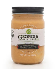 Georgia Grinders | Organic Crunchy Peanut Butter in a mason jar, highlighting Georgia-grown peanuts for a rich, creamy texture.