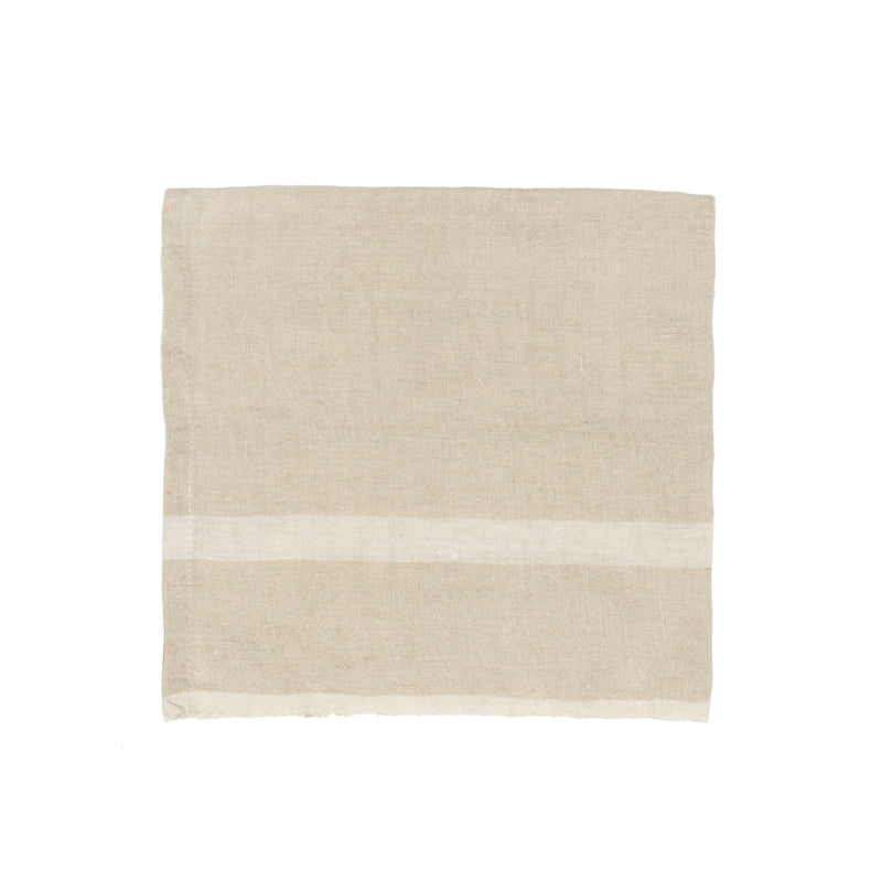 Caravan Home | Laundered Linen Natural & White Napkins.