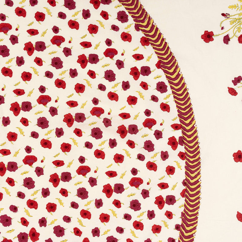 Couleur Nature | Poppies Red & Green French Tablecloths: 71" x 71"