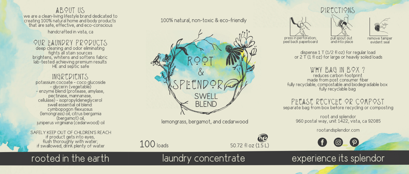 Root & Splendor | Laundry Soap Concentrate - Hush - 1.5L (100 Loads), featuring a sleek, eco-friendly design and effective, natural formula for sustainable laundry care.