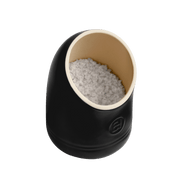Emile Henry | Truffle Salt Pig: Black ceramic salt cellar with wide opening, glazed interior, filled with coarse sea salt; ideal for moisture-free seasoning.