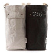 UASHMAMA Laundry Bag Hampers - Cachemire, a lightweight, stylish bag with white text, made from washable paper, ideal for organizing and transporting laundry.