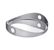 Christofle | Round Tray Oh de Christofle Stainless Steel, 16 inches, featuring a Möbius strip design with circular cut-outs serving as handles for elegant serving.