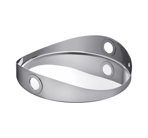 Christofle | Round Tray Oh de Christofle Stainless Steel, 16 inches, featuring a Möbius strip design with circular cut-outs serving as handles for elegant serving.