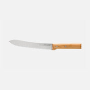 Opinel | Parallele N°116 Olivier Bread Knife with a 21 cm stainless-steel serrated blade and Italian olive wood handle, perfect for slicing all bread types.