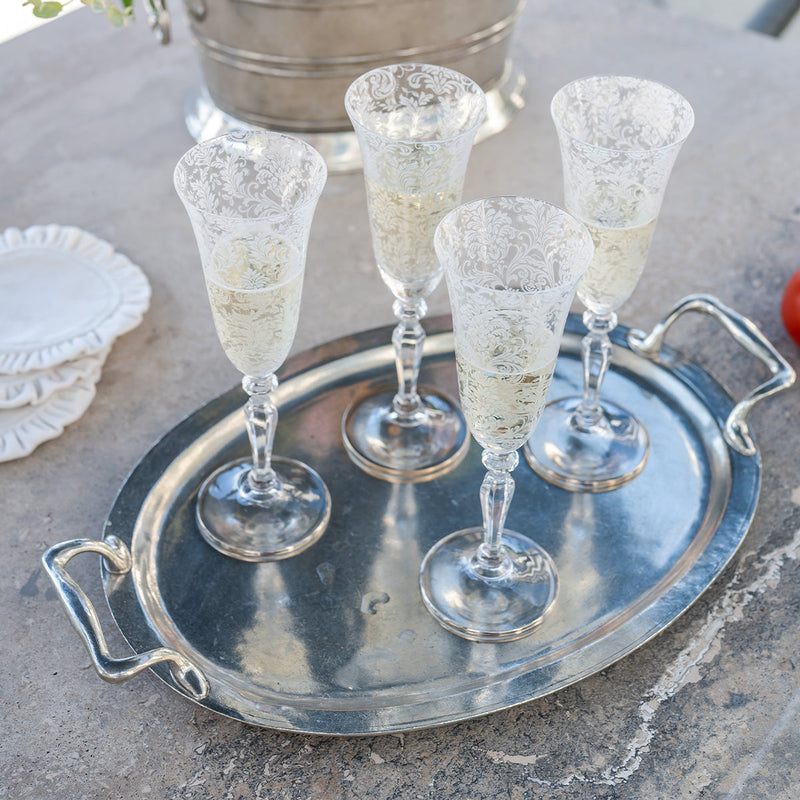 Arte Italica & Crown Linen Designs | Vintage Tray with Handles