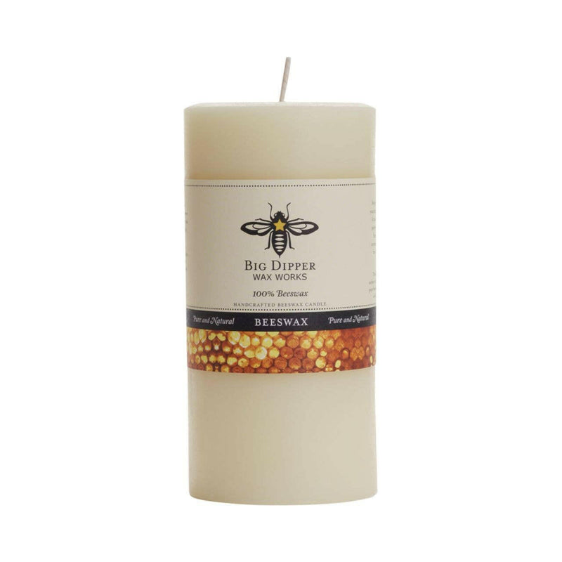 Big Dipper Wax Works Pure Beeswax Pillars - Large (3 x 6) - Ivory, showcasing a smooth, cylindrical surface ideal for sophisticated home ambiance.