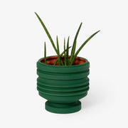 Areaware - Strata Plant Vessel: Yellow, showcases a green plant in a uniquely designed ceramic planter, inspired by sculptural heritage and jewelry aesthetics.