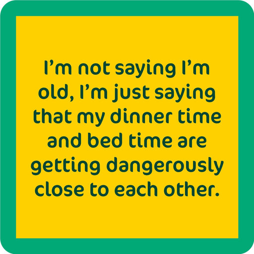 Drinks on Me - COASTER Dinner Time: A witty 4x4 resin coaster with cork backing, perfect for adding humor to any home bar or kitchen setup.