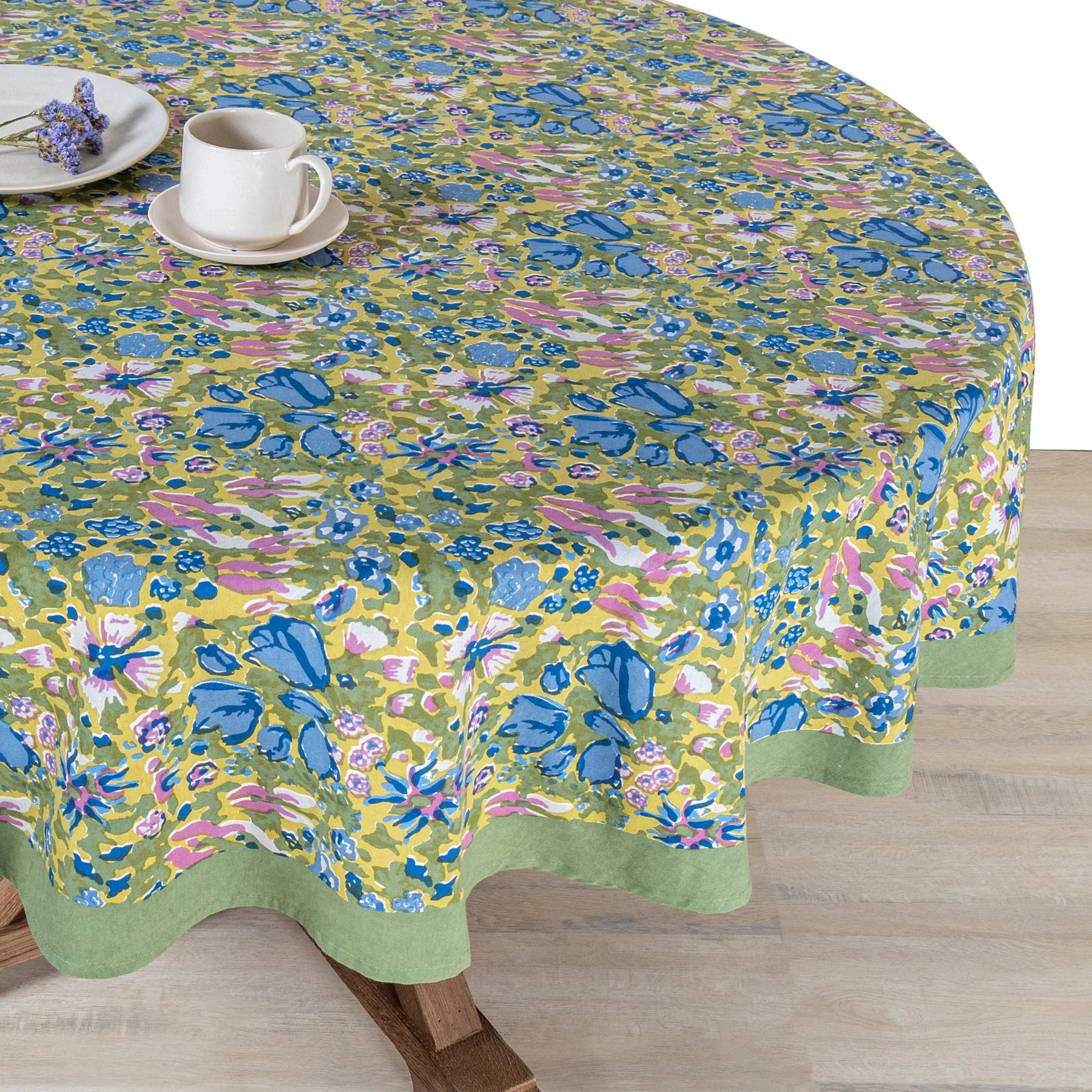 French Tablecloth Jardin Blue & Vert - Thumbnail 5