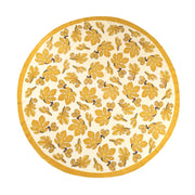 Caravan Home 71 x 106 Fig Citrine Tablecloth, featuring citrine yellow leaves on an ivory backdrop, handprinted for elegant table settings.