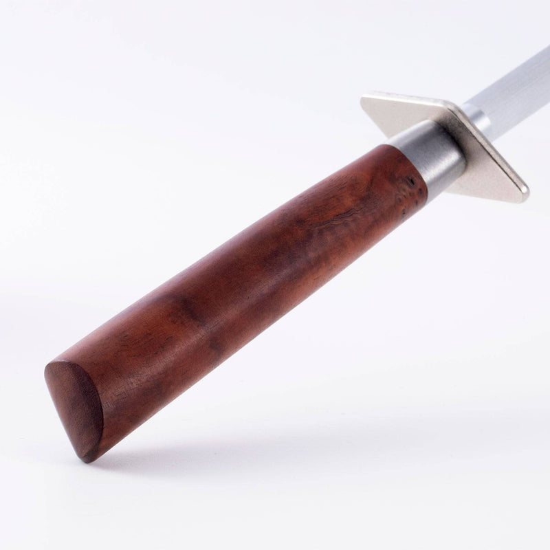 Messermeister Royale Elite Honing Steel, 10 inches: Wooden handle, fine grit rod for realigning knife edges. Ideal for maintaining sharpness in both professional and home kitchens.