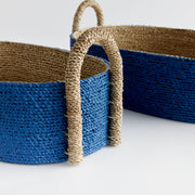 Napa Home & Garden | Tiana Seagrass Short Oval Baskets - Set of 2, showcasing handcrafted woven design with reinforced wood panel, ideal for elegant interior use.