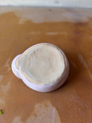 ROB Ceramics - Olive Serving Bowl Handmade: White, showing unglazed sandy-beige base with ROB mark, pale pink glazed sides, perfect for tidy entertaining.