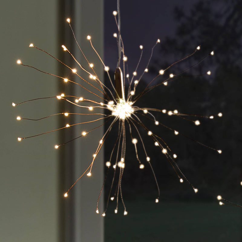 Napa Home & Garden - Napa Night Sky LED Starburst Lights Small, featuring a starburst design with 120 warm white LED lights on 40 copper strands.