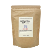 Havsnø Fine Kosher Norwegian Sea Salt in a 680g kraft paper pouch, ideal for versatile kitchen uses like brining and preserving, crafted sustainably from Norwegian seawater.
