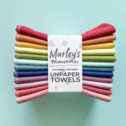 Marley's Monsters UNpaper® Towel Refill Packs - Earthy Rainbow, 12-pack, showcasing eco-friendly, reusable cotton flannel towels, ideal for sustainable household cleaning.