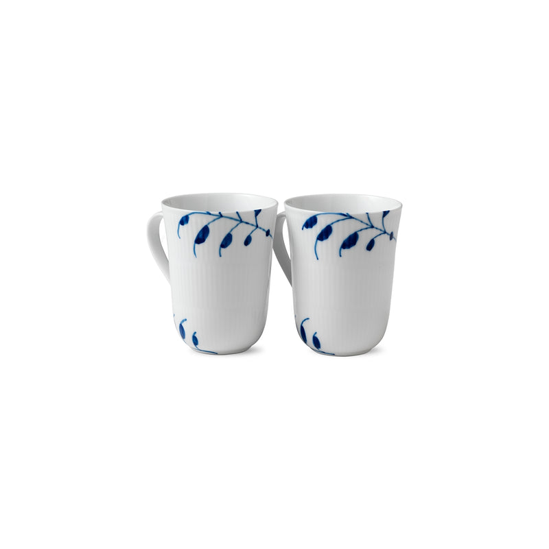 Royal Copenhagen | Blue Mega Cups, Set of 2, featuring hand-painted blue floral motifs and vine designs, perfect for both tea and coffee.