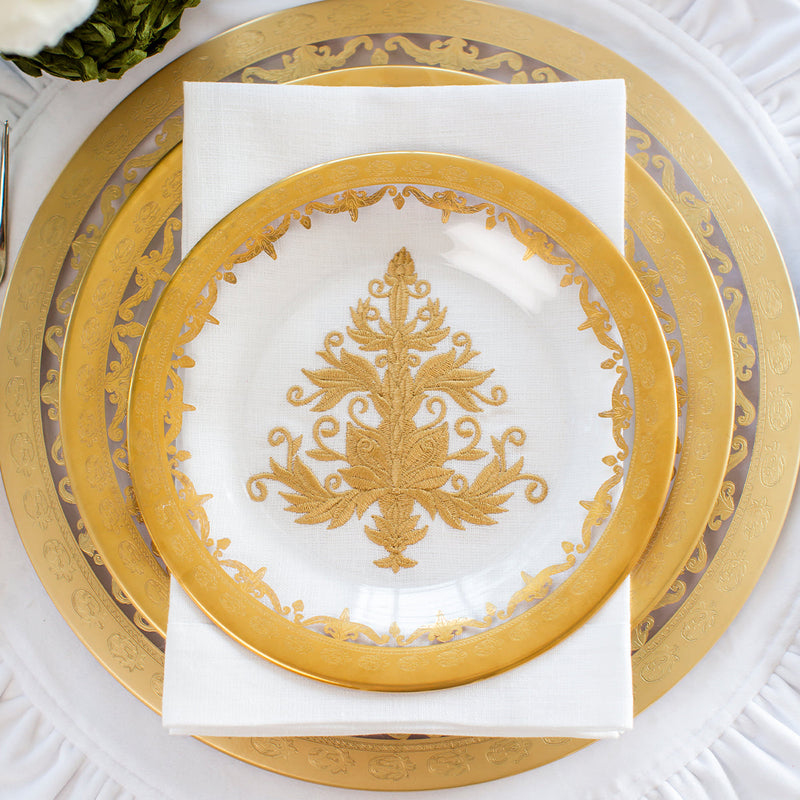 Arte Italica & Crown Linen Designs | Vetro Gold Charger