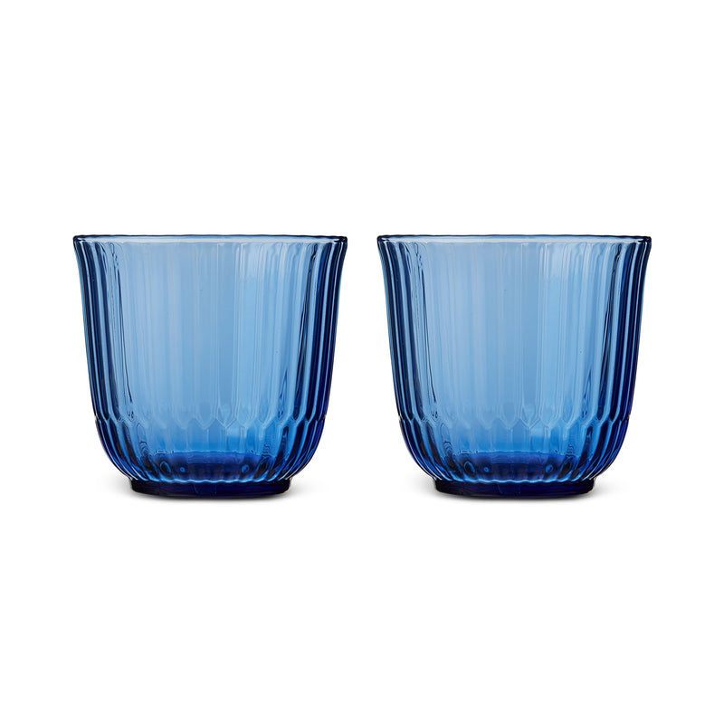Royal Copenhagen | Waves Water Glass, Blue, Set of 2: Elegant, fluted tumblers with a stackable design, ideal for enhancing everyday table settings and festive occasions.