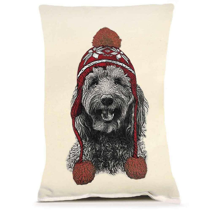 Eric & Christopher - Labradoodle with Hat Pillow.