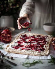 Farmhouse Pottery - Silo Ramekin: Single, displayed as a kitchen accessory, holds pomegranate seeds above a cream-covered dessert, crafted from lead-free stoneware in Vermont.