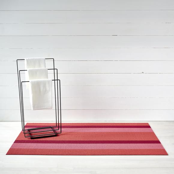 Chilewich | Bold Stripe Shag Mats - Punch - 24" x 36"