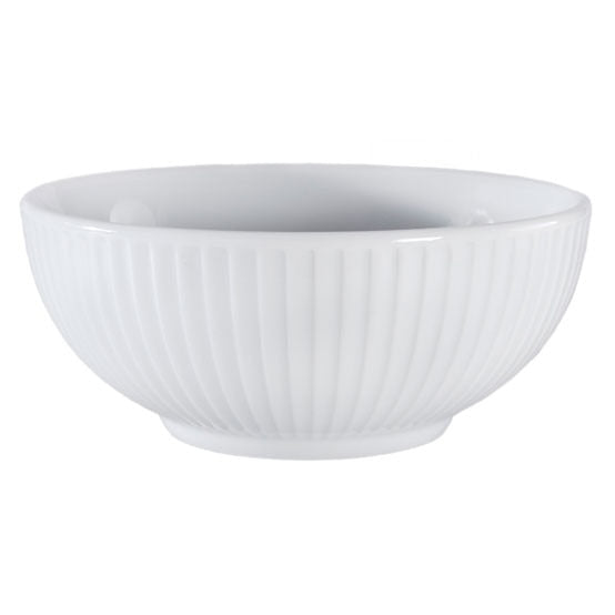 Pillivuyt | Plisse Individual Bowl with ribbed pattern, elegant curves, 21 oz capacity, made of durable porcelain, ideal for versatile serving.