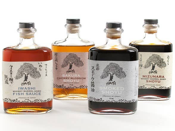 Mikuni Wild Harvest USA - Haku Smoked Shoyu, 375 ml glass bottle, showcasing traditional Kyoto brewing and unique Mizunara smoked flavor, ideal for culinary finishing.