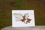 G&W Maple Products - Large box of maple candy, featuring six maple-leaf-shaped candies in a decorative gift box with a maple leaf window and gold cord.
