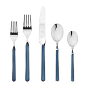 Mepra SPA - Place Set 5 Pcs Fantasia: Sugar Paper featuring blue-handled silverware, crafted in Italy from durable stainless steel and resin.