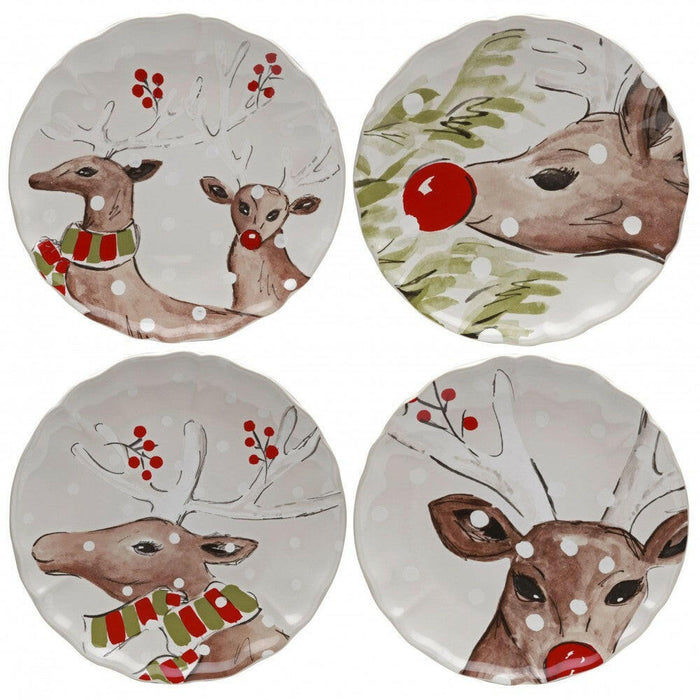 Casafina | Deer Friends | Set of 4, 9" Salad Plates.