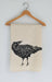 Hearth and Harrow - Organic Cotton Crow Tea Towel - Black - Raven Print - Bird.