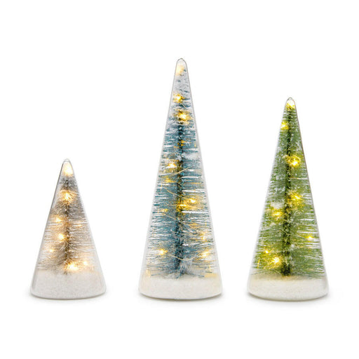 MoMA | Winter Spruce LED Glass Lighted Trees- Set of 3.