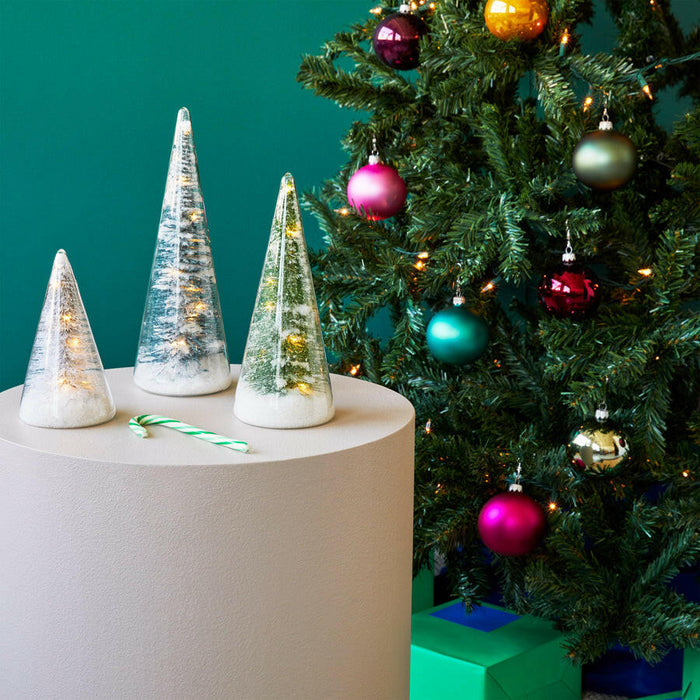 MoMA | Winter Spruce LED Glass Lighted Trees- Set of 3.