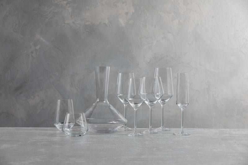 Zwiesel Fortessa | Pure Champagne Flute, Single, alongside diverse glassware, showcasing Tritan Crystal's elegance and postmodern design, ideal for sophisticated sipping experiences.