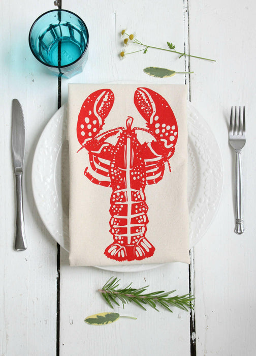 Hearth and Harrow - Lobster Tea Towel - Organic Cotton - Red - Eco-Friendly.