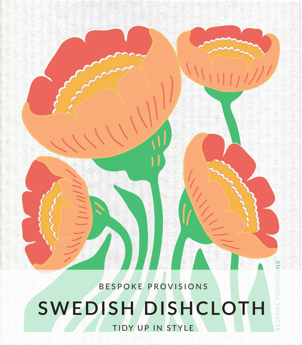 Bespoke Provisions - Peach Flower Swedish Dishcloth.