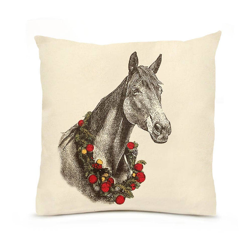 Eric & Christopher | Horse with Wreath 16 x 16 Pillow