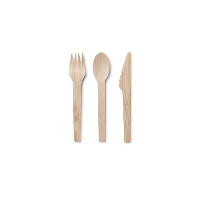 Bambu® - Disposable Bamboo Knife, Fork, and Spoon Set: Eco-friendly, compostable utensils made from 100% bamboo, ideal for sustainable dining at any event.