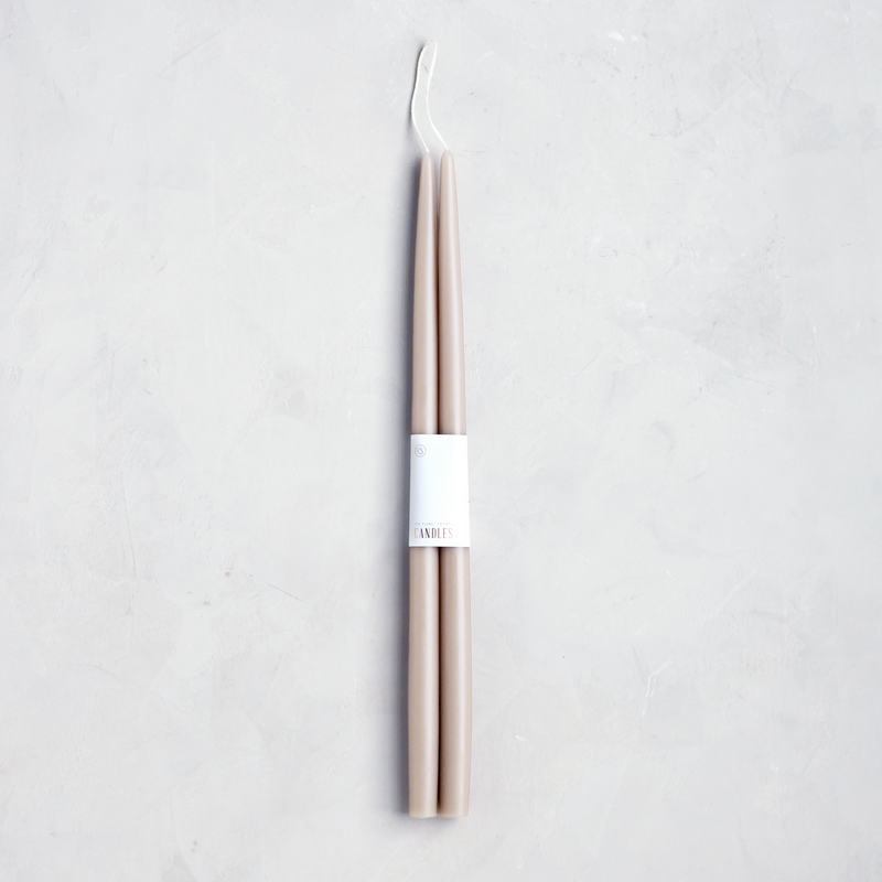 The Floral Society | Dipped Taper Candles, 18 Inches Greige