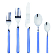 Mepra SPA - Place Set 5 Pcs Fantasia: Light Blue, featuring Italian-made stainless steel silverware with welded resin handles for durability and elegance.